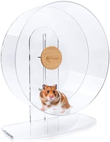 Niteangel Silent Hamster Exercise Wheel – Dual-Bearing Quiet Spinning Acrylic Hamster Running Wheel for Hamster Gerbils Mice Degus Or Other Small Animals (Large – Wider Version)