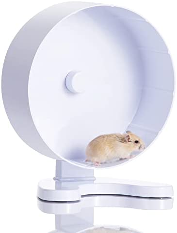 Hi-ERA Super Silent Hamster Wheel, 8.5 Inches Small Animal Exercise Wheel for Gerbil, Syrian & Dwarf, 3 Ways to Place (Tabletop, Cage Mounted or Suction Cups), White