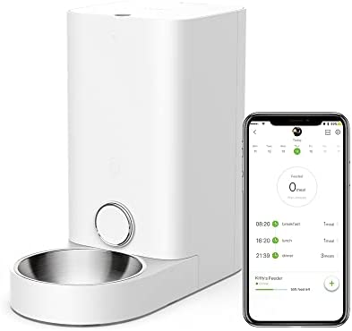 PETKIT Automatic Cat Puppy Feeder with Stainless Steel Bowl, App Control, 10 Portions,10 Meal Plans per Day, Low Food LED Indicator Pet Smart Feeder for Small Animals, Auto Pet Food Dispenser
