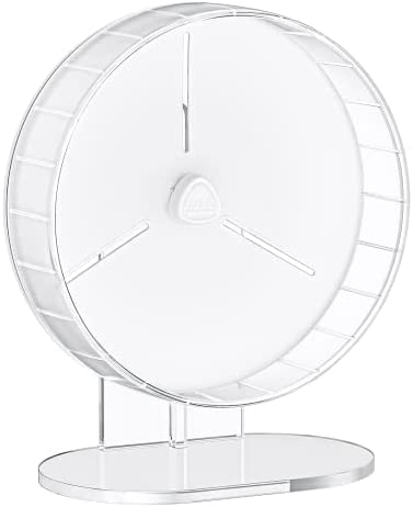 BUCATSTATE Hamster Exercise Wheel Super-Silent with Adjustable Base Cage Accessories Quiet Spinning Running Wheel for Dwarf Syrian Hamster Gerbils (6.7in, White)