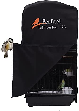Perfitel Bird Cage Cover(Black) Good Night Birdcage Cover Black-Out Birdcage Cover Durable Breathable Washable Material… (18.1Lx14.1Wx36H)