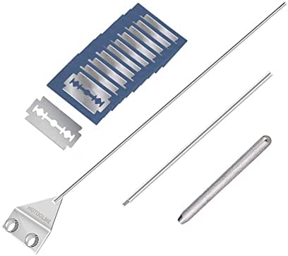 HOTOOLME Aquarium Scraper, 25.6″ Stainless Steel Scraper Cleaning Razor with 10 Blades for Glass Aquarium Fish Tank