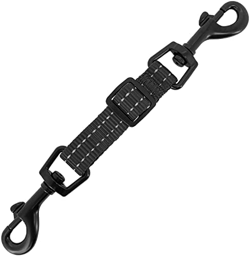 Best Pet Supplies Voyager Dog Collar Safety Clip with Dual Clasps, Collars and No Pull Harness Connectors, Training for Walking, Running, and Hiking, Safety Clip – Black