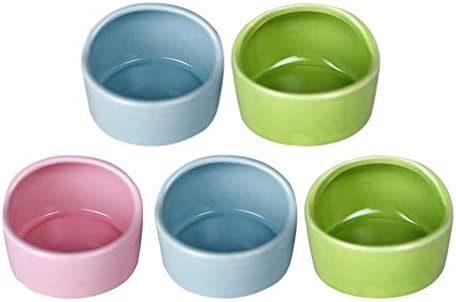 POPETPOP Ceramic Hamster Feeding Bowls, Anti-bite Small Animal Food Bowl Water Feeder for Rabbit Hedgehog Guinea-Pig Gerbil Squirrel Reptiles (Random Color)