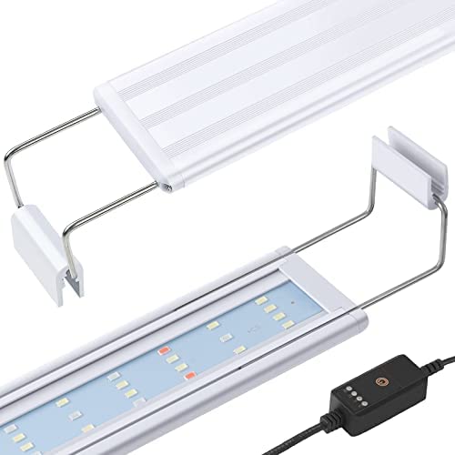 HITOP Full Spectrum LED Aquarium Light – 12” 16” 24” 32” Classic Fish Tank Light with RGB LEDs, with Timer and Stable Extendable Brackets (12-20in)