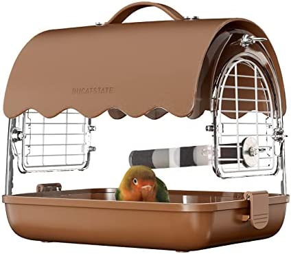 BUCATSTATE Bird Carrier Backpack with Perch, Transparent Travel Bird Cage Bag Lightweight with Shade Cover, Visible Window for Parrots, Small Cockatiels, Budgie and Other Similar Size Birds