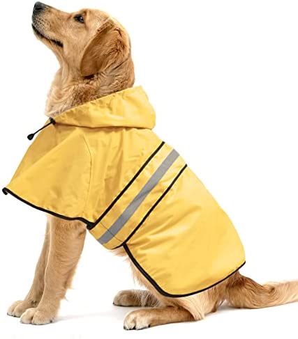 Ezierfy Reflective Dog Rain Coats – Waterproof Adjustable Pet Raincoat Jacket, Lightweight Dog Apparel & Accessories Raincoat for Small to X- Large Dogs(Yellow, Large)