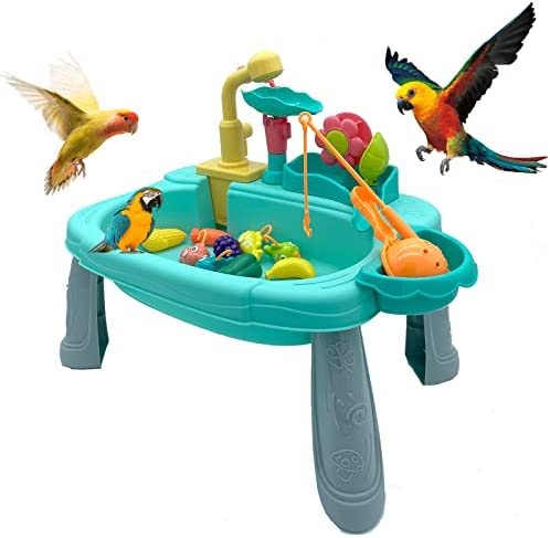 kuranai Bird Bathtub,Automatic Parrot Bathtub with 360 Degree Rotate Faucet,Bird Bath Sink for Parakeets,Budgie,Cockatiel,Conure and Small Birds (Green Bird Baths)