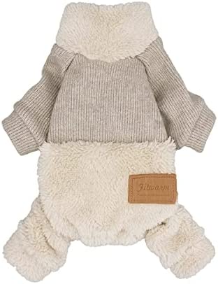 Fitwarm Turtleneck Knitted Dog Clothes Winter Outfits Pet Jumpsuits Cat Sweaters Beige Small