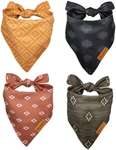 Willow Creek Pet Apparel Bandana Scarf for Dogs & Puppies | Western 4 Pack | Dual Layered Durable Fabric |Cute & Modern| All Breeds | Boy & Girl | Adjustable Small, Large, & X-Large (Small)