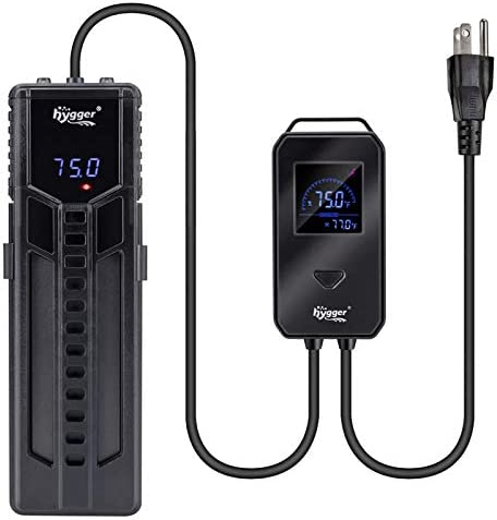 hygger 60-120 Gallon Aquarium Heater with Digital Temp Controller Shatterproof Titanium Tube 500W Submersible Fish Tank Heater for Freshwater