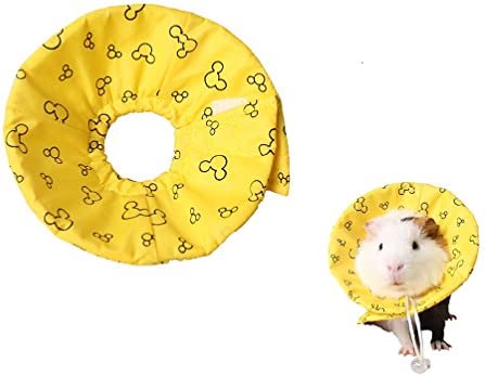 Hamster Rabbit Protection Cone Neck Recovery Collar – Small Animal Pets Elizabethan Collar Anti-Water Bite Sratch Risistant for Guinea Pig Mice Mouse Rats Ferret Squrrel (S, Yellow)