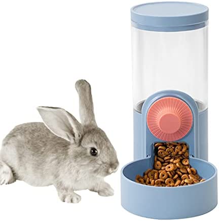 BNOSDM Rabbit Automatic Food Feeder Hanging Gravity Bunny Food Dispenser Small Animals Self Feeding Bowl for Cages 30 oz Capacity Container for Ferret Rabbits Kittens Punnies