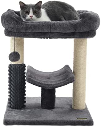 Hoopet cat Tree Tower,cat Scratching Post for Indoor Cats,Featuring with Super Cozy Perch,Cat Self Groomer and Interactive Dangling Ball Great for Kittens and Cats