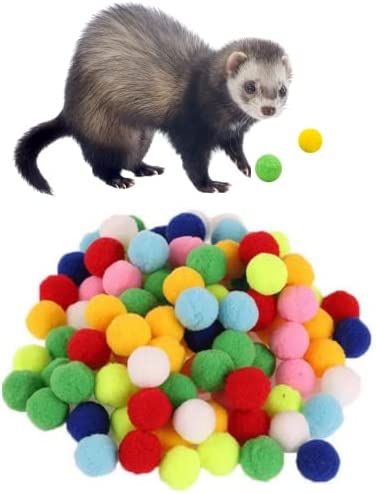 30 Pcs Ferret Pom Pom Toy Balls Set – Soft Colorful Lightweight Plush Interactive Quiet Pompom Balls Training Playing Exercise Scratch Chew Toys for Indoor Ferret Cat Kitten Assorted Colors (30 Pcs)