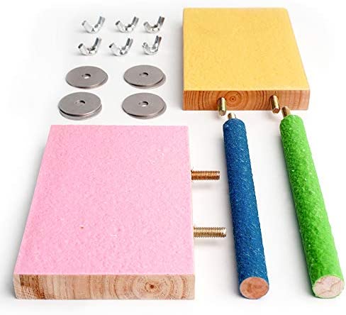 Bird Perch Luofel, 4 Pcs Wooden Parakeet Toys Luonfels, Colorful Bird Stand for Birds to Stand, Sleep and Chew by MoHern