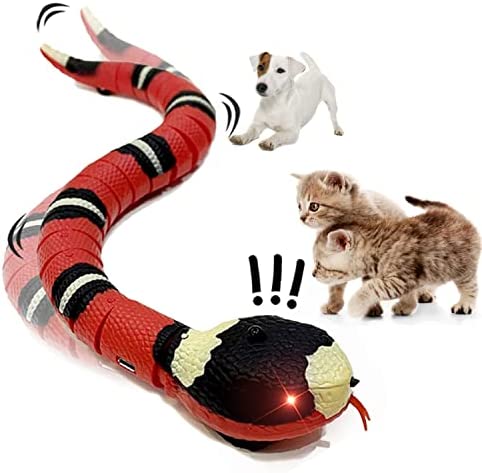 Pet2U 1PC Snake Cat Toy for Cats, Smart Sensing Snake Rechargeable, Automatically Sense Obstacles and Escape, Realistic S-Shaped Moving Electro-Sensing Cat Snake Toy