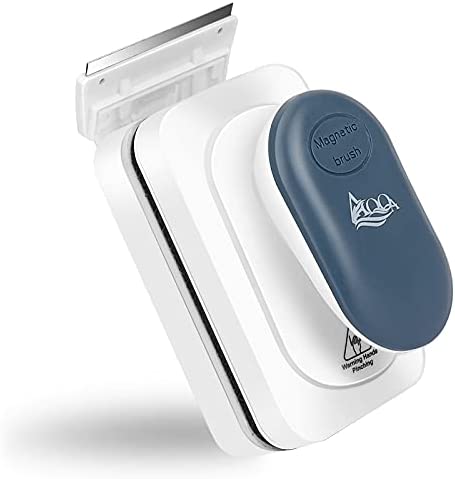 AQQA Aquarium Strong Magnetic Cleaner Brush, Fish Tank Glass Algae Magnet Cleaning Tool Floating Cleaner Scrubber Brush with 2 Detachable Scraper