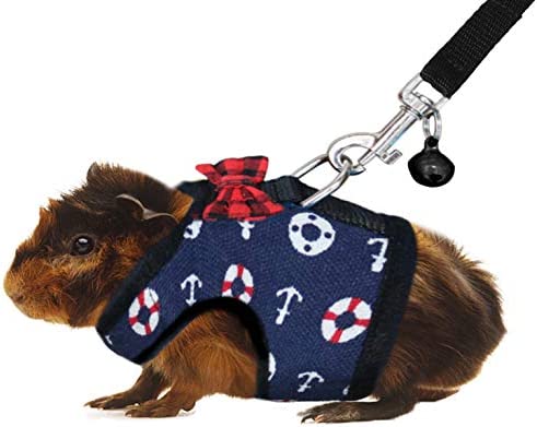 Rypet Ferret Harness and Leash – Soft Mesh Small Pet Harness with Safe Bell, No Pull Comfort Padded Vest for Guinea Pig, Hamster, Rats and Similar Small Animals