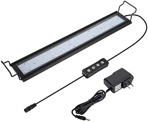 hygger 14W Full Spectrum Aquarium Light with Aluminum Alloy Shell Extendable Brackets, White Blue Red LEDs, External Controller, for Freshwater Fish Tank (18-24 inch)