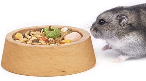 Rubor Hamster Food Bowl, Wooden Guinea Pig Food Dish Feeding Bowl for Small Animal Dwarf Hamster Syrian Gerbil Mice Degu Chipmunk Squirrel Hedgehog (Small)