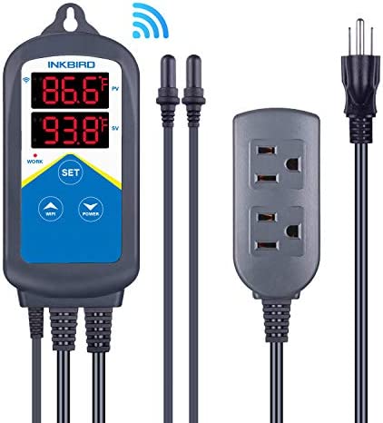 Inkbird ITC-306A WiFi Temperature Controller, Wi-Fi Aquarium Thermostat Heater Controller 120V~1200W Temperature Control with Two Probes only for Heater Aquarium Breeding Reptiles Hatching.