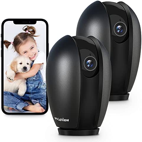 LaView Baby Monitor with Phone App (2 Pack), 1080P WiFi Pet Camera Indoor, 360° Home Security Camera with Motion & Sound Detection, Two-Way Audio, Night Vision, Local & Cloud Storage, Works with Alexa