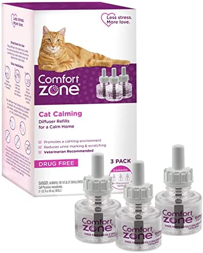 Comfort Zone 3 Refills Cat Calming Pheromone Diffuser Refills (90 Days) for a Calm Home | Veterinarian Recommended | De-Stress Your Cat and Reduce Spraying, Scratching, & Other Problematic Behaviors