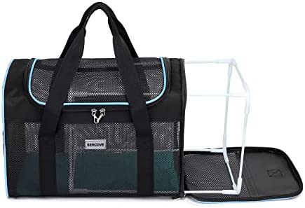 SERCOVE Frame Soft Surface pet Carrier, cat, Dog and Rabbit Transport Carrier, Airline-Approved pet Transport Carrier, Carrier Non-Collapse Deformation and Safety Special Zipper Hook Design.