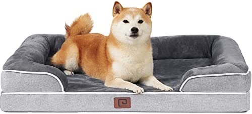 EHEYCIGA Memory Foam Large Dog Bed with Sides, Waterproof Orthopedic Dog Beds for Large Dogs, Non-Slip Bottom and Egg-Crate Foam Large Dog Couch Bed with Washable Removable Cover