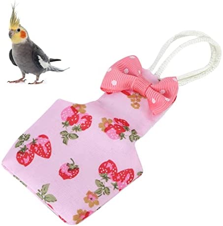 Tnfeeon Cockatiel Diaper Bird Diaper Suit Bird Nappy Pant Pilot Clothing for Parakeet (S Pink Strawberry)
