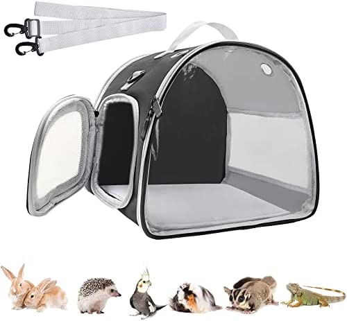 KATOLK Small Animal Carrier Bag, Upgraded Portable Guinea Pig Carriers , Transparent Hamster Carrying Case, Reptile Rat Rabbit Bearded Dragon Sugar Glider Hedgehog Carrier Bag for Travel