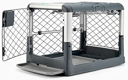 Diggs Revol Dog Crate (Collapsible Dog Crate, Portable Dog Crate, Travel Dog Crate, Dog Kennel) for Small Dogs and Puppies (Grey)
