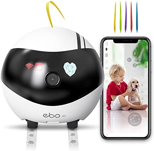 Enabot EBO Air Home Security Pet Camera, 2 Way Talk,Night Vison,Wireless APP Remote Control Indoor Security Camera,Movable Rechargeable Cam for Dog/Cat/Baby,SD Card Storage