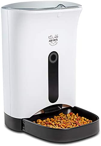 Arf Pets Automatic Pet Feeder Food Dispenser for Dogs, Cats & Small Animals – Features Distribution Alarms, Portion Control & Voice Recording – Timer Programmable Up to 4 Meals a Day