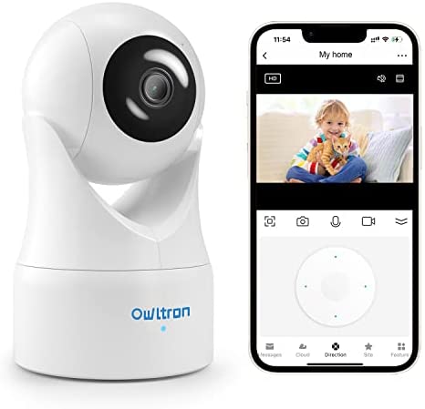 owltron Indoor Camera, 360° Pet Camera with App for Dog, 1080P Home Security Camera Wireless for Baby Monitor with Night Vision,Auto Tracking, Two-Way Audio, Work with Alexa