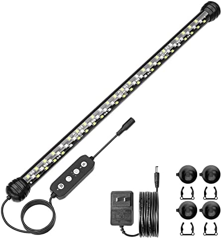 SEAOURA Led Aquarium Light with Timer, Submersible Aquarium Lights for Fish Tank, Fish Tank Light with Auto On/Off, 3 Lighting Modes, Adjustable Brightness (15 inch for 16-27inch Planted Tank), 9W