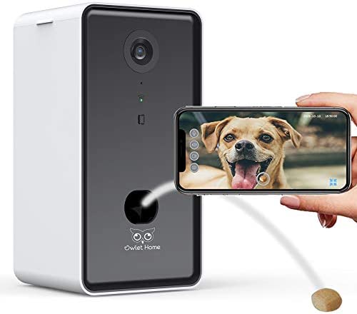 Owlet Home Pet Camera with Treat Dispenser Tossing for Dogs/Cats, 2.4Ghz & 5Ghz WiFi, 1080P Camera, Live Video, Auto Night Vision, 2-Way Audio, Compatible with Alexa, pre-Recorded Voice Message