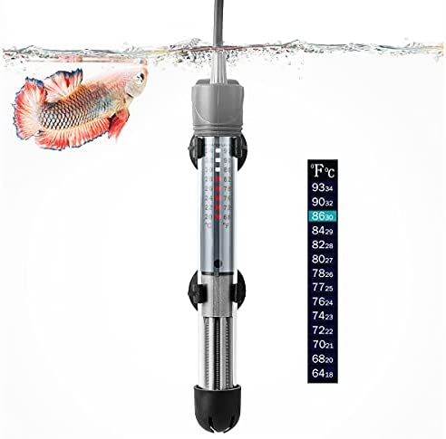 HITOP 25W 50W 100W 200W 300W Adjustable Aquarium Heater, Submersible Fish Tank Heater Thermostat with Suction Cup (50W)