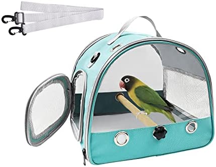Bird Travel Carrier with Standing Perch,Lightweight Breathable Parrot Cage, Small Pet Carrier Bag with Shoulder Strap,Bird Rat Guinea Pig Squirrel Carrier