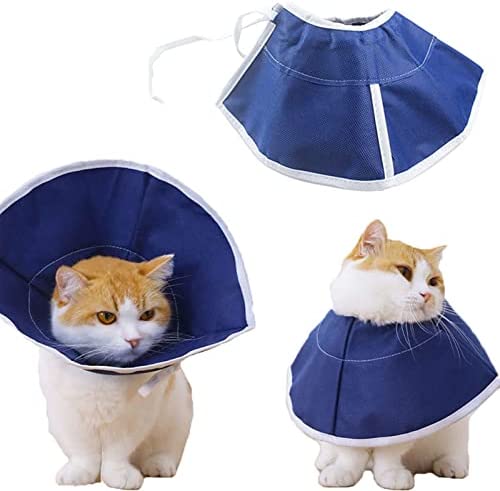 Cat Cone Collar, Soft Nonwoven Fabric Elizabethan Collar, Adjustable Recovery Pet Cone E-Collar for Cats Kitten Puppy, Surgery to Stop Licking and Head Scratching-Prevent Recurrent Infections.(Medium)
