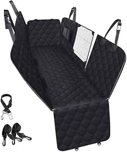 PETICON Dog Car Seat Cover for Back Seat, 100% Waterproof Dog Seat Cover for Cars with Mesh Window, Scratchproof Back Seat Cover for Dogs, Nonslip Dog Hammock for Cars, Trucks, SUVs, Jeeps, Black
