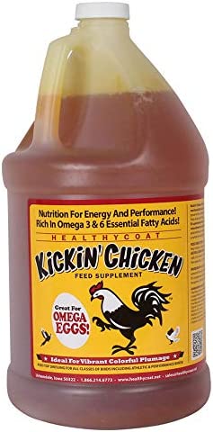Healthy Coat Kickin’ Chicken Feed Supplement: Gallon. Plumage, Skin, Molting, Egg, Immune System, Energy