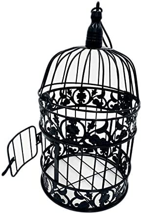PET SHOW Round Birdcages Wedding Gift Cards Holder Metal Wall Hanging Bird Cage for Small Birds Party Indoor Ourdoor Decoration 10.6“ Black Pack of 1