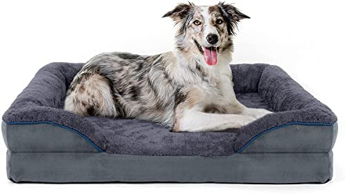 Bnonya Dog Bed, Dog Bed for Medium, Large Dogs, Bolster Pet Bed Couch with Removable Washable Cover, Egg Foam and Nonskid Bottom