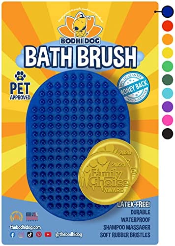 Bodhi Dog Shampoo Brush | Pet Shower & Bath Supplies for Cats & Dogs | Dog Bath Brush for Dog Grooming | Long & Short Hair Dog Scrubber for Bath | Professional Quality Dog Wash Brush
