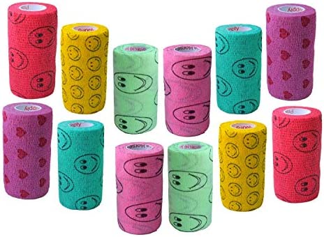 Prairie Horse Supply 3 Inch Vet Wrap Tape Bulk (Assorted Patterns) (Pack of 12) Self Adhesive Adherent Adhering Flex Bandage Grip Roll Dog Cat