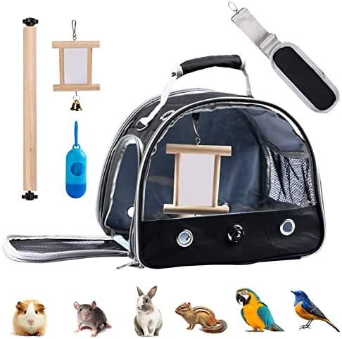 Bird Carrier Travel Cage Parrot – Lightweight Breathable Pet Traveling Backpack with Standing Perch Bird Parrot Toys Portable Outgoing Bags for Guinea Pig Rat Small Animal