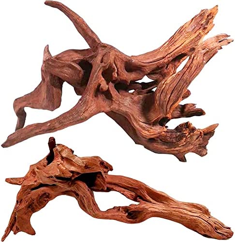 WDEFUN Natural Large Driftwood for Aquarium Decor Fish Tank Decoration, 2 Pieces 10-15″ Assorted Branch for Decorations on Reptiles Tank