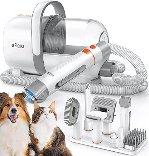 Afloia Dog Grooming Kit, Pet Grooming Vacuum & Electric Dog Clippers Nail Trimmer Grinder & Dog Brush for Shedding & Cleaning Tools 4 in 1 Pet Hair Remover Low Noise Cat Grooming Supplies for Dog Cat